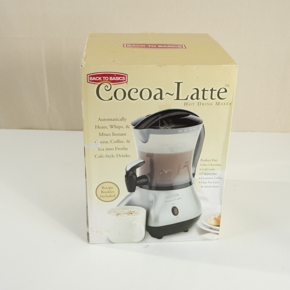 New Back to Basics 32oz Cocoa Latte Hot Drink Maker Silver Black CM300BR in Box